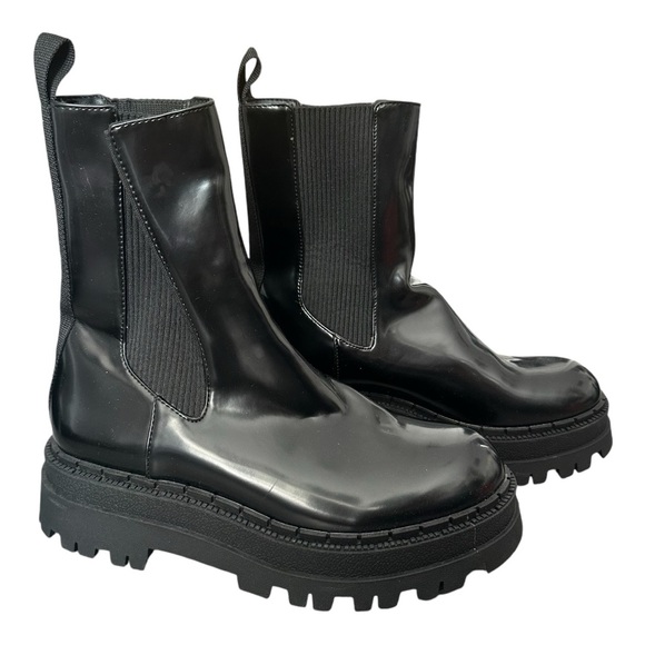 ZARA Black Chunky Platform Chelsea Boots - Size 8 - Picture 4 of 4